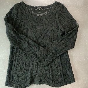 Black lace sheer top from Express XS